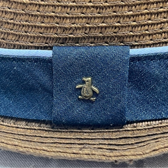 PENUIN BRAND Brown and Denim BLUE BAND with PEQUIN LOGO FEDORA Style L/XL - Picture 7 of 17